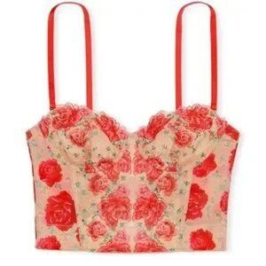 Victoria's‎ Secret Dream Angels Strapless Floral Embroidery Corset Top SZ36DD